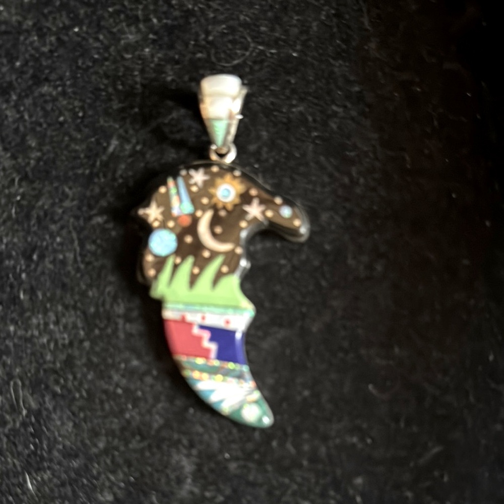 Elegant Black and Green  Eagle galaxy Pendant